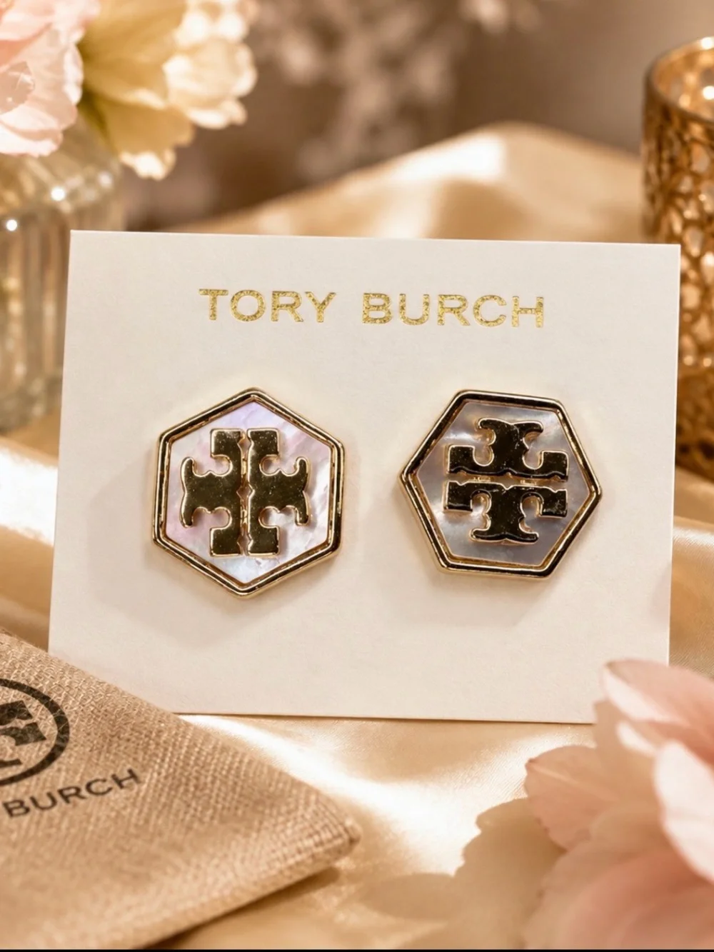 Tory Burch hexagon stud